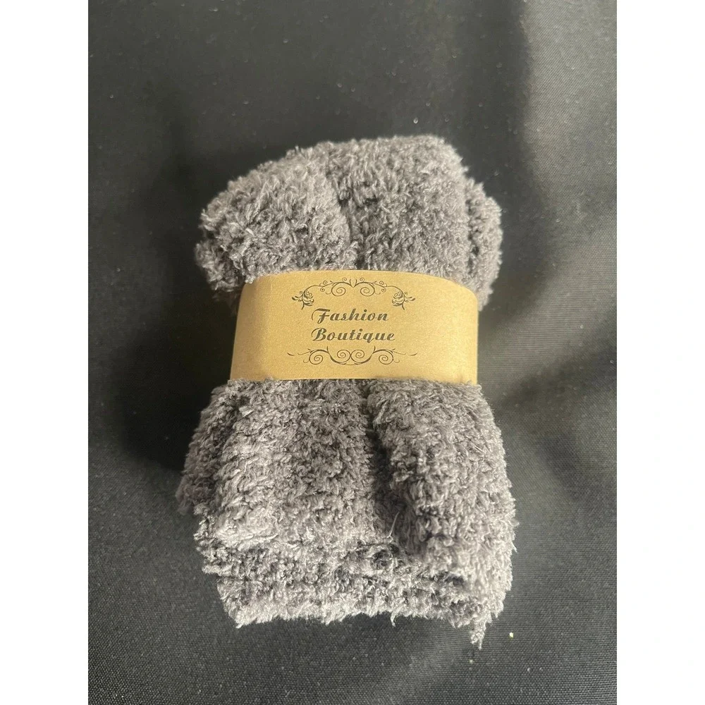 Fashion Boutique Womens Fuzzy Socks Grey Plush Cozy Warm Sleep Lounge Socks NEW